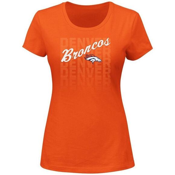 NFL Women's Majestic Franchise V Denver Broncos Tee Shirt Top Size Large - Picture 1 of 4